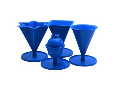 Candle Moulds, Set x 4, Egg/Oval, 4 Sided Pyramid, 6 Pointed Star & Cone. UK Made. S7705