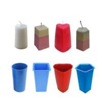 Candle Moulds, Set x 4, Heart Shaped, Pillar, Pentagon & Square Top Rectangular Tapered. S7747
