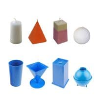 Candle Moulds, Set x 4, Pyramid, Pillar, Square Top Rectangular & Sphere, UK Made. S7566