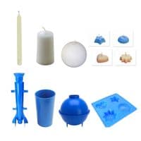 Candle Moulds, Set x 4, Tray, 1 Long Taper, 1 Round/Sphere, 1 Pillar, UK Made. S7326