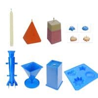 Candle Moulds, Set x 4, Tray, 1 Pyramid, 1 Long Taper, 1 Square Top Rectangular, UK Made. S7557