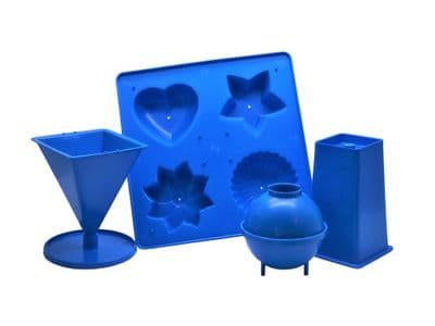Candle Moulds, Set x 4, Tray, 1 x Pyramid, 1 x Sphere, 1 x Square Top Rectangular Tapered S7556