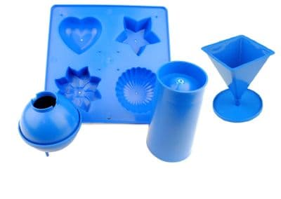 Candle Moulds, Set x 4, Tray with 4 Shapes, 1 x Pillar, 1 x Pyramid, 1 x Sphere UK Made S7553