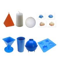 Candle Moulds, Set x 4, Tray with 4 Shapes, 1 x Pillar, 1 x Pyramid, 1 x Sphere UK Made S7553
