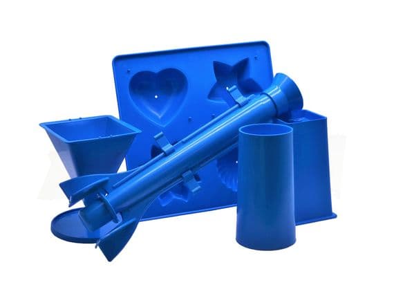 Candle Moulds, Set x 5, Tray, 1 Pillar, 1 Pyramid, 1 Square Top Rectangular, 1 x Long Taper. S7562