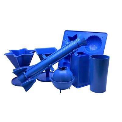 Candle Moulds, Set x 7, Tray, Pillar, Star, Pyramid, Rectangular, Long Taper, Sphere. S7616