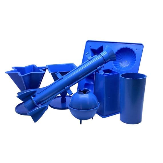 Candle Moulds, Set x 7, Tray, Pillar, Star, Pyramid, Rectangular, Long Taper, Sphere. S7616