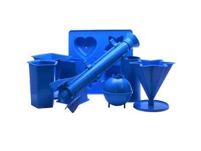 Candle Moulds, Set x 8, Tray, Pillar, Pentagon, Star, Pyramid, Rectangular, Taper, Sphere. S7613