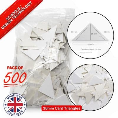 Cardboard Triangle Shapes, Bag of 500, 38mm, Flat Right-Angled Triangles. S7894B