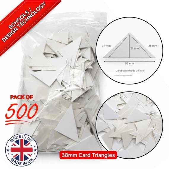 Cardboard Triangle Shapes, Bag of 500, 38mm, Flat Right-Angled Triangles. S7894B