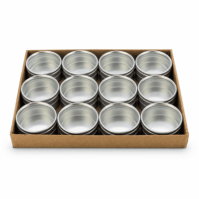 Clear Lid Storage Tins, Box of 12.  S7857