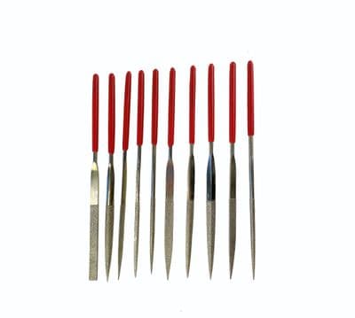 Diamond Riffler Needle Files Set, 10 Straight Files, Jewellery Repair, Modelling, 140mm. M0307