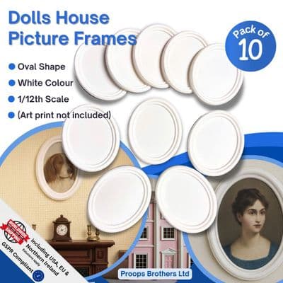 Dolls House Picture Frames, Pack of 10, 1/12th Scale, Oval, Choice of Colours. A1008