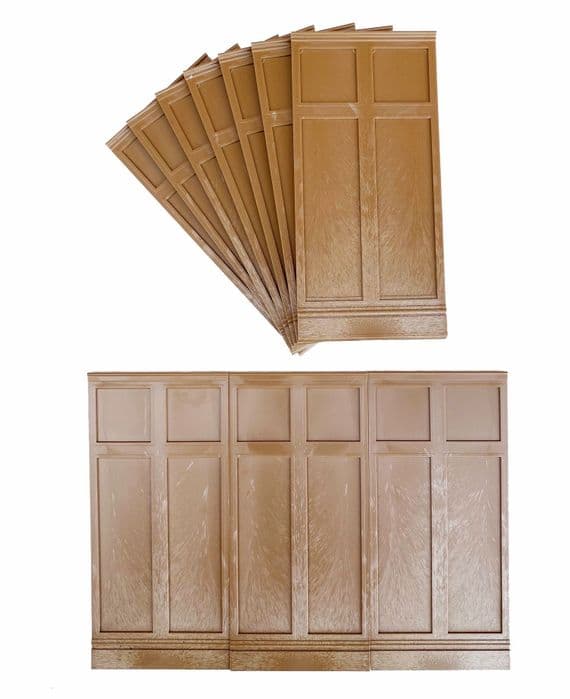 Dolls House Wall Panels,  3/4 Height, 2 Box High Edwardian Style, Pack of 10, 1/12th Scale. A1020