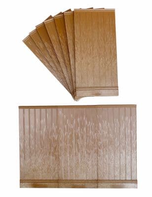 Dolls House Wall Panels,  3/4 Height, Tongue and Groove, Pack of 10, 1/12th Scale. A1021