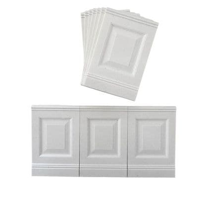 Dolls House Wall Panels, White, Fielded Panels, Pack of 10, 1/12th Scale. A1001