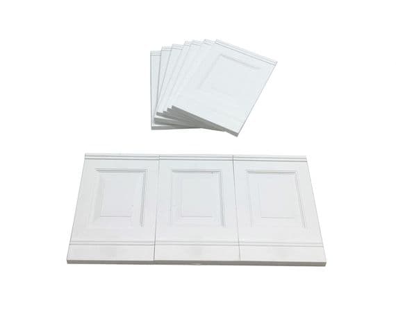 Dolls House Wall Panels, White, Fielded Panels, Pack of 10, 1/12th Scale. A1001