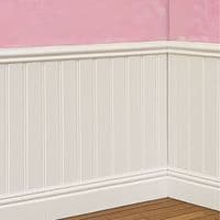 Dolls House Wall Panels, White, Tongue and Groove, Pack of 10, 1/12th Scale. A1002