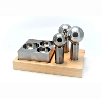 Doming Dapping 3 Piece Punch Set, 35, 40, 45mm (King Size) Punches & Steel Block. J1476