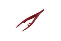 Set of 5 Multi-Purpose 130mm Red Fine Point Pointed Plastic Tweezers with Serrated Tips. S7789