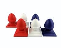 Fence Finial, Acorn Shapes & Square Post Caps. PLASTIC Limited Edition Red White & Blue. UK Made.