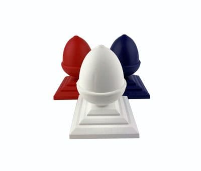 Fence Finial, Acorn Shapes & Square Post Caps. PLASTIC Limited Edition Red White & Blue. UK Made.