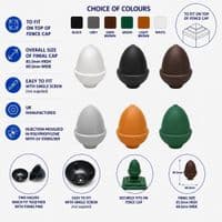 Fence Finial, Sphere or Acorn Shapes. PLASTIC. Various Colours