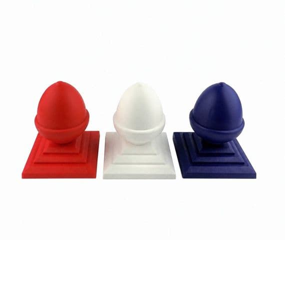 Fence Post Finial, Acorn Shapes & Square Post Caps. PLASTIC Limited Edition Red White & Blue.