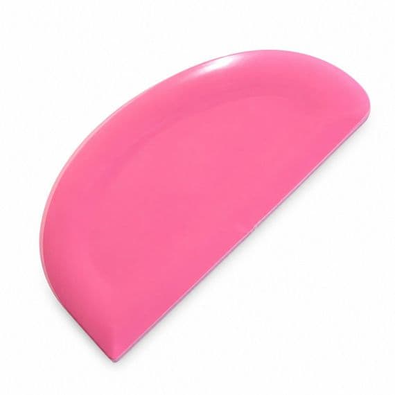 Flexible Plastic Scraper, Semi Curved, Pink. Pizza Dough, Meat, Pastry, Cake Making. UK made. S7337