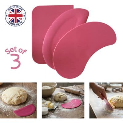 Flexible Plastic Scrapers, Set of 3, Pastry, Bread Dough, Pizza Dough, UK Made