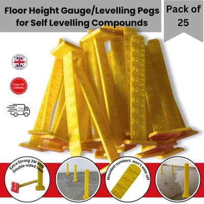 Floor Height Gauge/Levelling Pegs for Self Levelling Compounds (25 Pack). BT6060