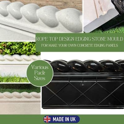 Garden Border / Lawn Edging Mould. Rope Top. Make Your Own Concrete Edging.  UK Made X2308