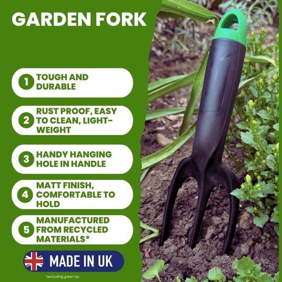 Garden Fork. Lightweight and Sturdy with a Comfy Grip. X1181. Linic Products UK Made
