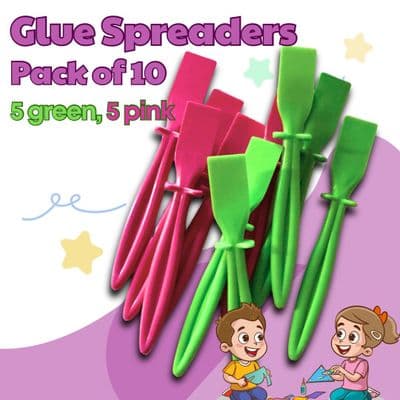 Glue Spreaders, 10 x Pink/Green. Plastic, Craft, Adhesive, Paste, PVA Spreader Spatulas. S7300