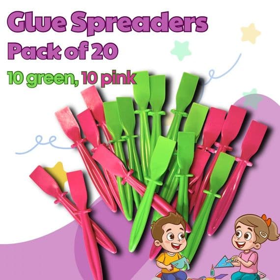 Glue Spreaders, 20 x Plastic PVA, 10x Green & 10x Pink. Craft, Adhesive, Paste, Spatula. S7628