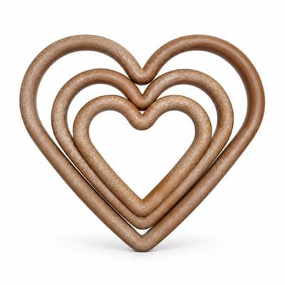 Heart Shape Macrame Frame Rings, Pack of 15 Small, Medium and Large Wood Effect, Craft, Hobby. S7831