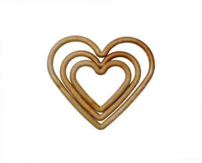 Heart Shape Macrame Frame Rings, Pack of 15 Small, Medium and Large Wood Effect, Craft, Hobby. S7831