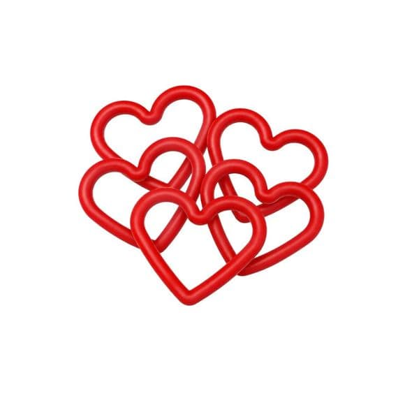 Heart Shape RED Macrame Frame Rings, Pack of 5, Small Size, 87mm x 62mm, Craft, Hobby. S7828