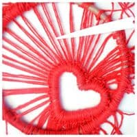 Heart Shape RED Macrame Frame Rings, Pack of 5, Small Size, 87mm x 62mm, Craft, Hobby. S7828