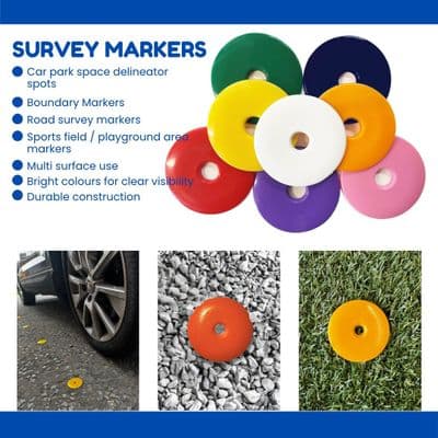 High Impact HDPE Plastic Discs  / Survey / Road Markers / Washers, 40mm (S7839) or 55mm (S7661) Dia.