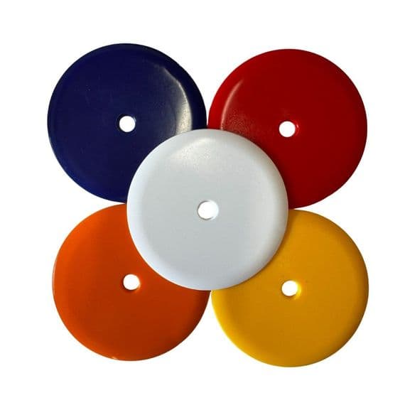 High Impact HDPE Plastic Discs/Survey/Road Markers/Washers,  Single Hole Fixing, 100mm Dia. S7924