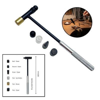 Hobby Hammer with 6 Interchangeable Heads. Soft, Brass, Nylon, Steel. M0265