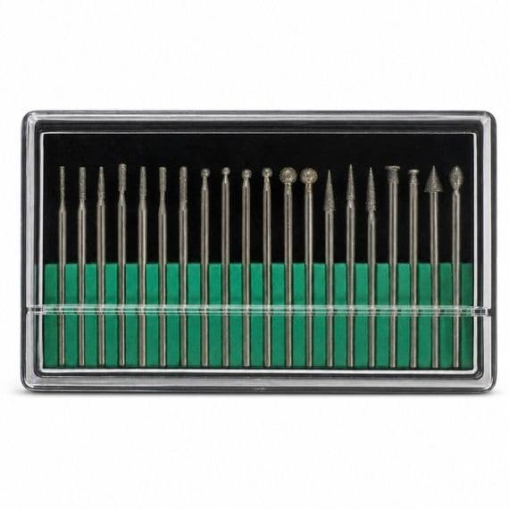 Jewellers/Watchmakers 20 Assorted Diamond Burrs 2.3mm Shank. M0204