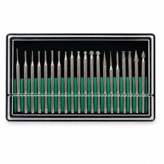 Jewellers/Watchmakers 20 Assorted Diamond Burrs 3.2mm Shank. M0203