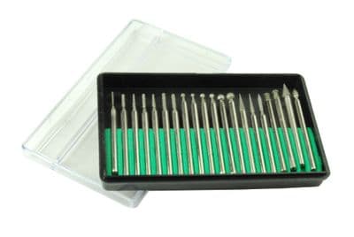 Jewellers/Watchmakers 20 Assorted Diamond Burrs 3.2mm Shank. M0203