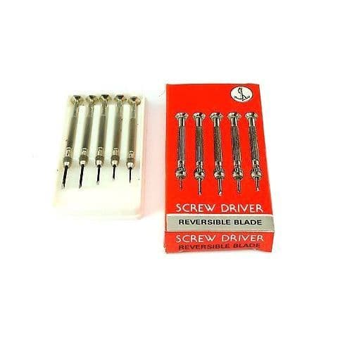 Jewellers Watchmakers Screwdriver Set x 5 Reversible End Screwdrivers. S7047
