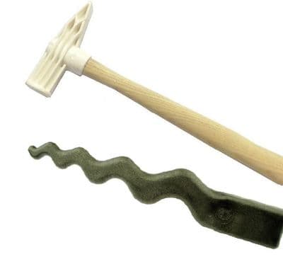 Linic Nylon Wedge Hammer (WHITE) & Curved Anticlastic Sinusoidal Forming Stake. J1422
