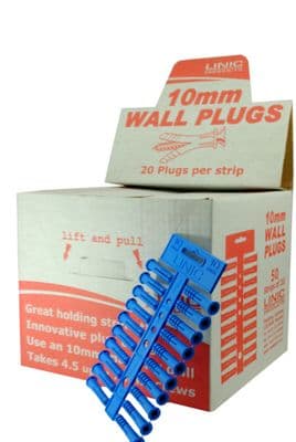 Linic UK Made Fixing Masonry Plastic Wall Plugs, 10mm x Display Box of 1000. WP1020