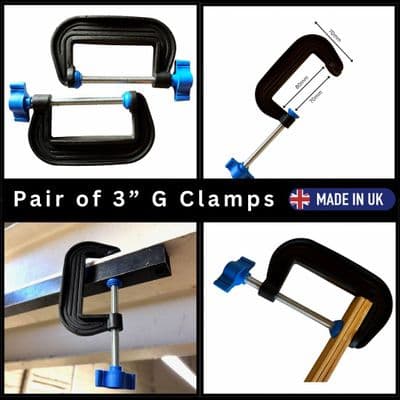 Linic UK Made G Clamps, Pair of 3" (75mm). H4043