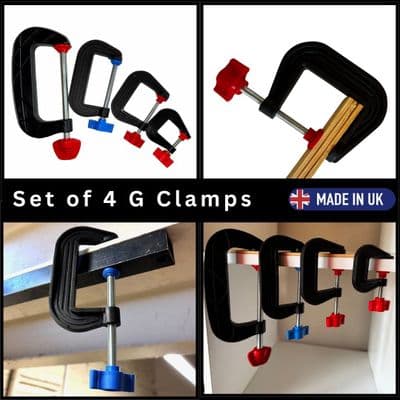 Linic UK Made G Clamps, Set x 4 G Clamps 4